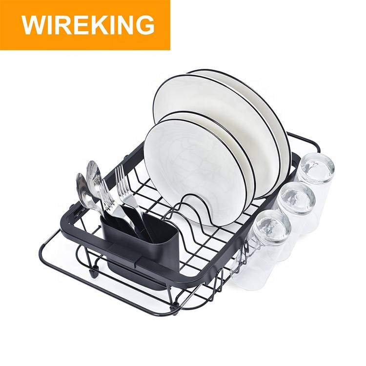 length adjustable metal dish drainer drying rack black kitchen dish plate bowl organizer rack for countertop